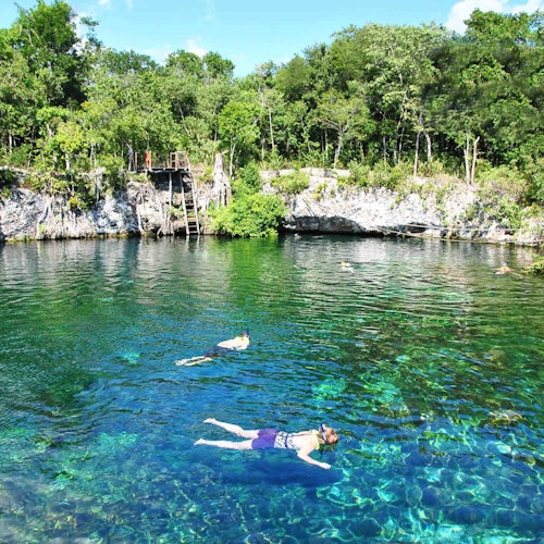 Cancún: Excursión de snorkel por el Caribe con sumidero abierto, caverna y entrada al océano