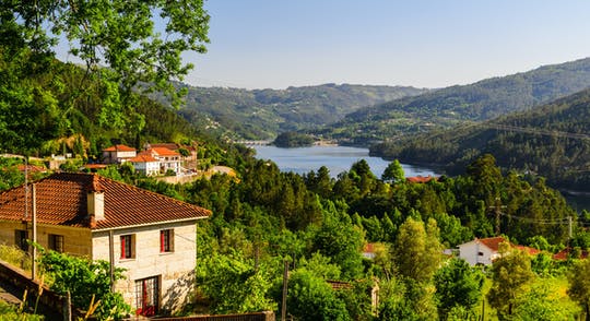 Waterfall, Lagoon and Old Village in Peneda-Gerês National Park