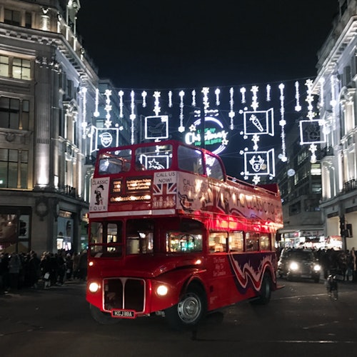 London Christmas Lights Experience on a Vintage Open-Top Bus