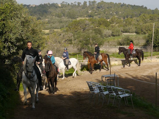 Paseo a caballo al atardecer con bebidas en Mallorca